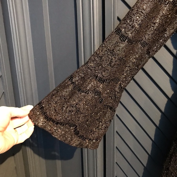 EUC metallic lace long sleeve romper by Love Fire - Picture 2 of 4